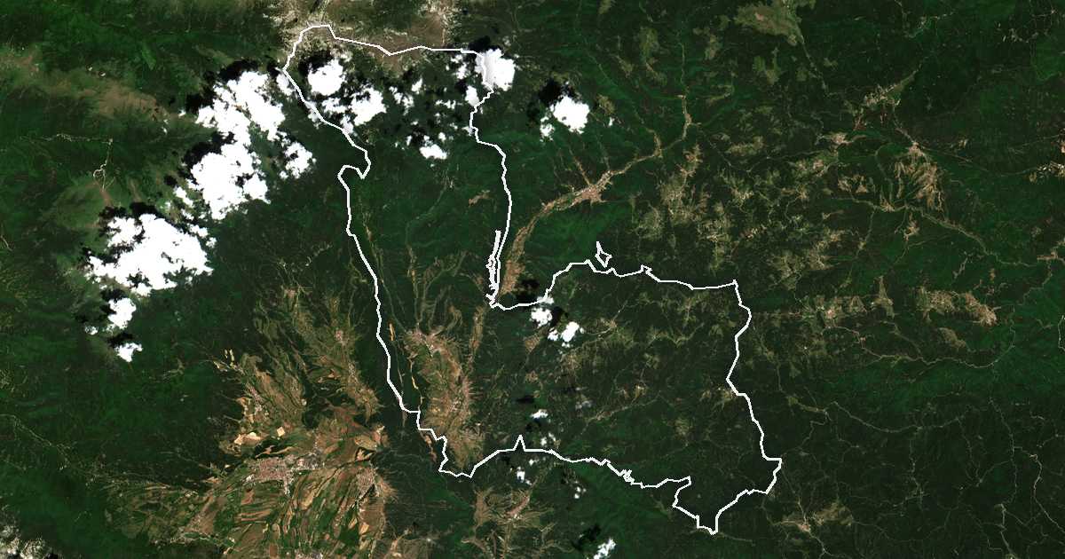 Image satellite avec la limite tracée: Belitsa