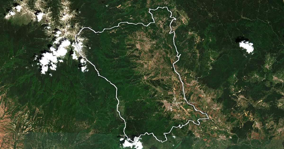Image satellite avec la limite tracée: Gotse Deltchev