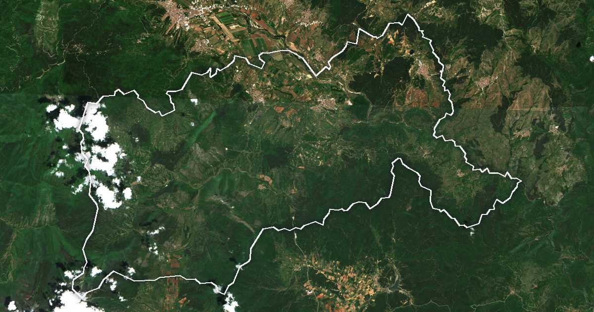 Image satellite avec la limite tracée: Khadjidimovo