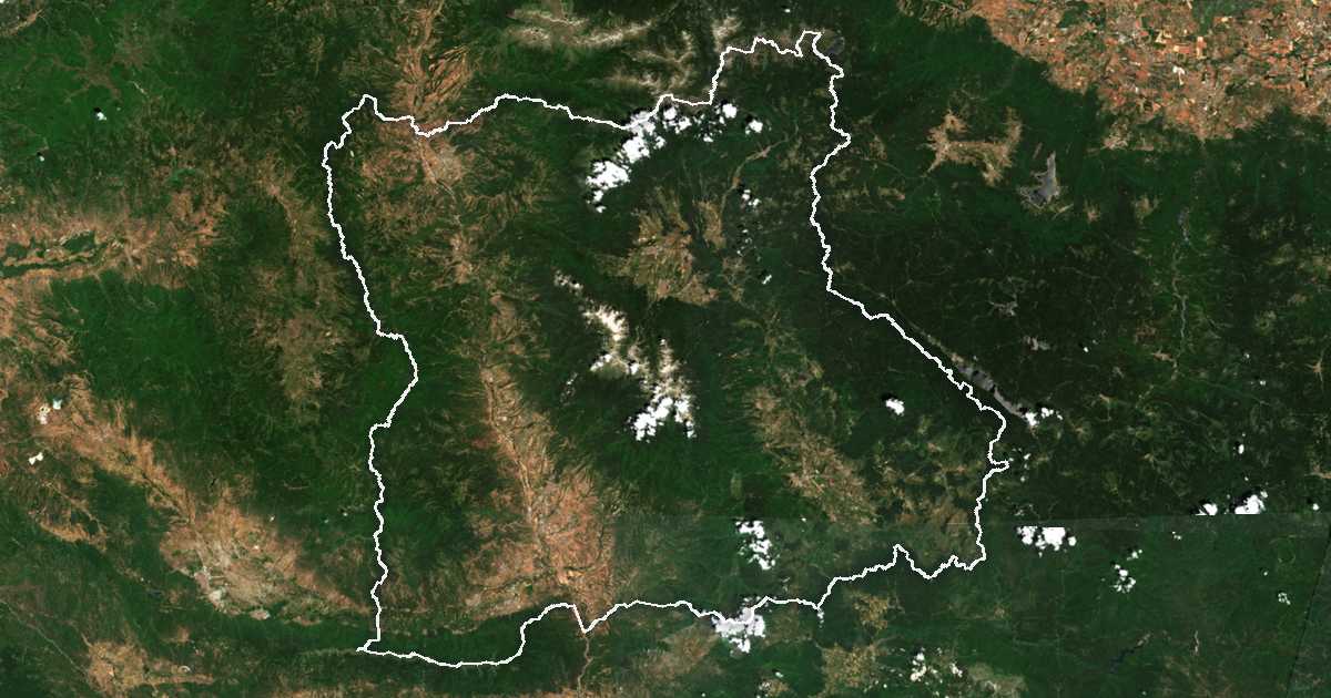 Image satellite avec la limite tracée: Blagoevgrad