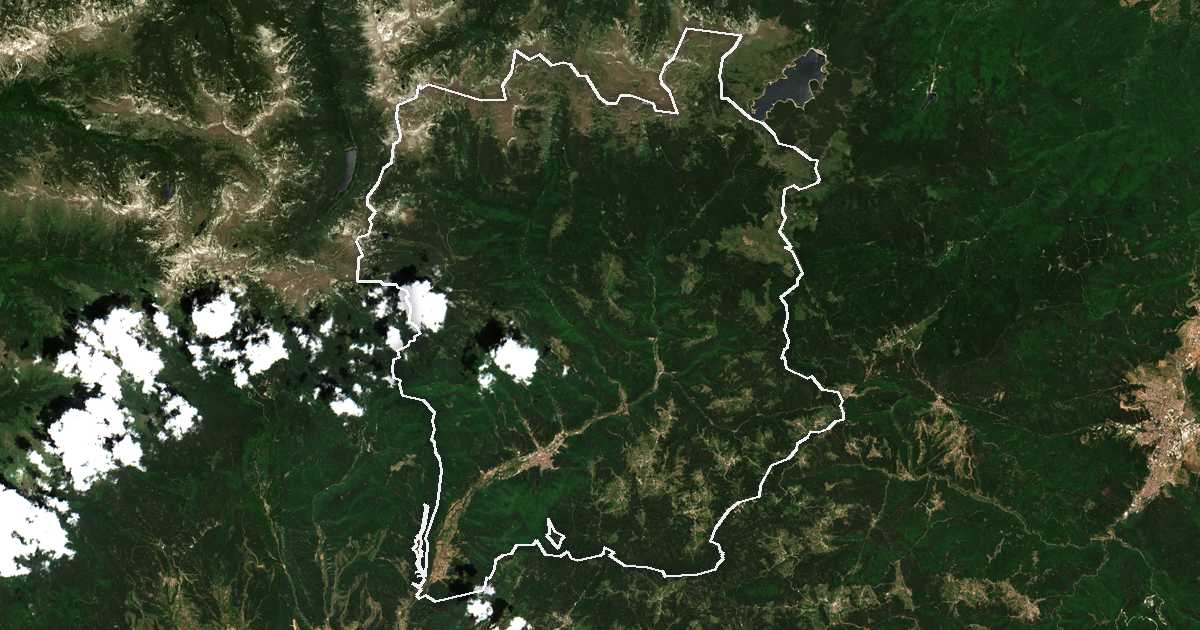 Image satellite avec la limite tracée: Yakorouda