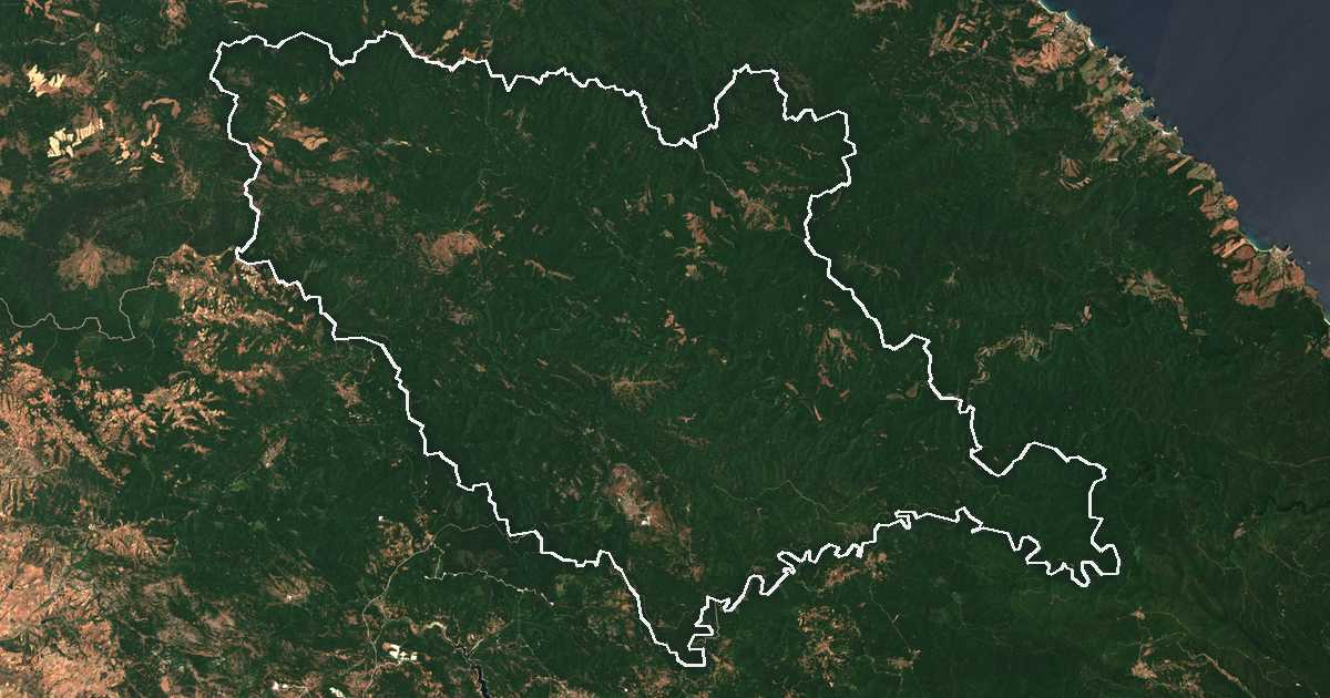 Image satellite avec la limite tracée: Malko Tarnovo