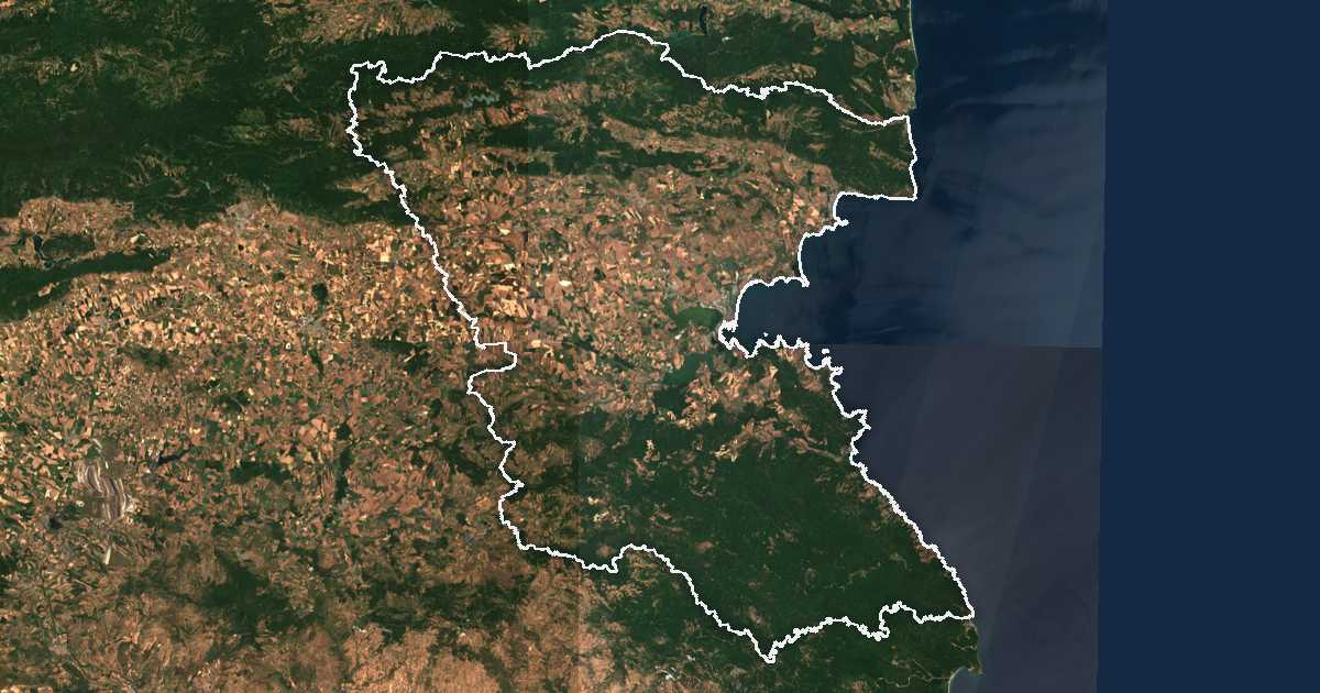 Image satellite avec la limite tracée: de Bourgas