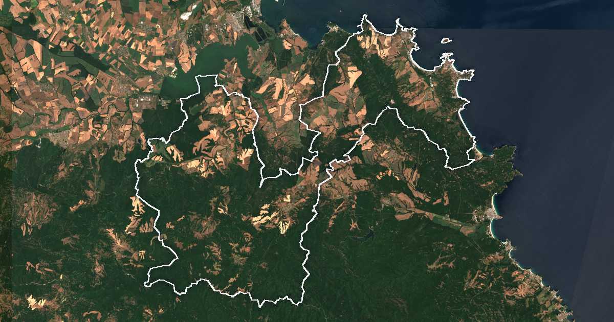 Image satellite avec la limite tracée: Sozopol