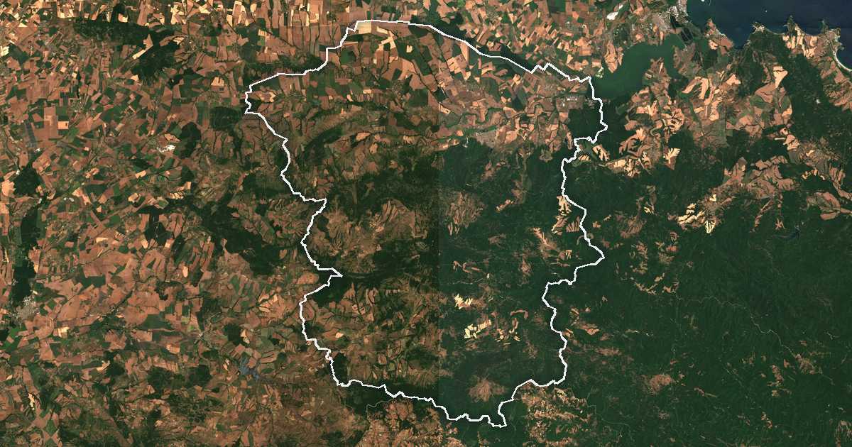Image satellite avec la limite tracée: Srédéts