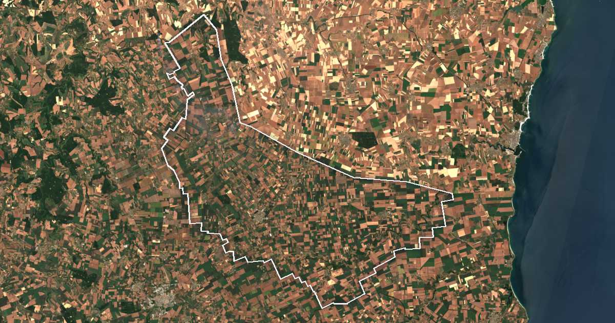 Image satellite avec la limite tracée: General Tochevo