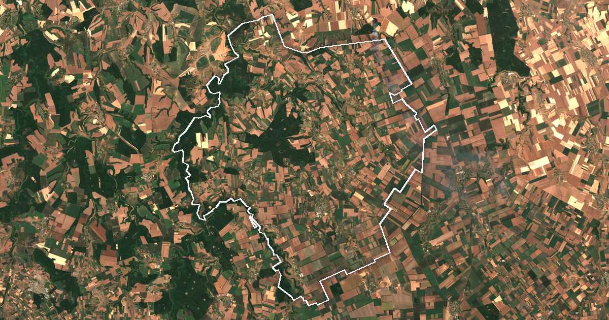 Image satellite avec la limite tracée: Krouchari