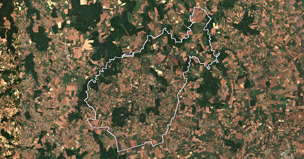 Image satellite avec la limite tracée: Tervel