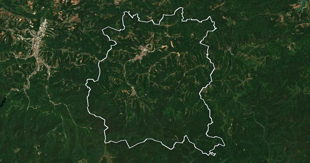 Image satellite avec la limite tracée: Tryavna