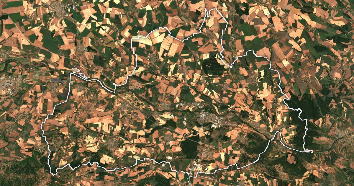 Image satellite avec la limite tracée: Dimitrovgrad