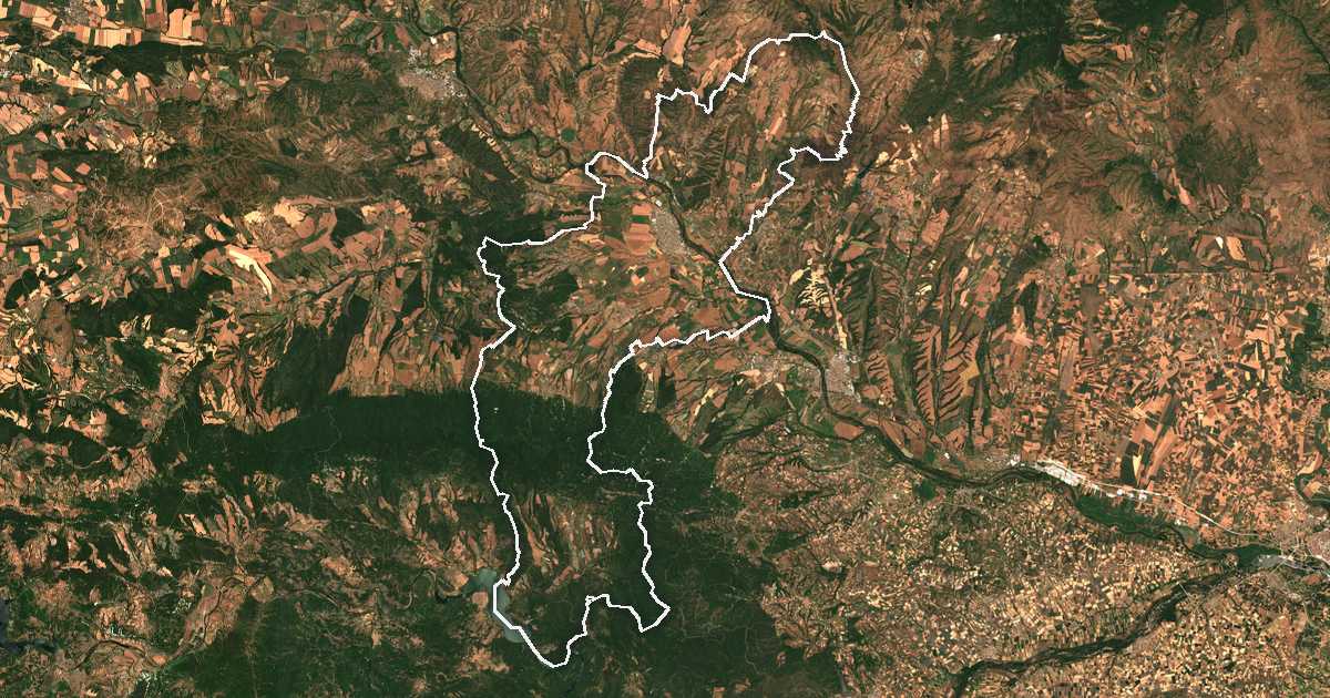 Image satellite avec la limite tracée: Lyubimets