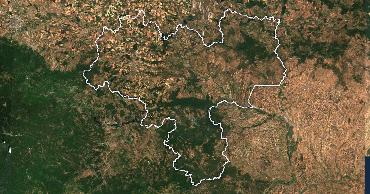 Image satellite avec la limite tracée: Haskovo