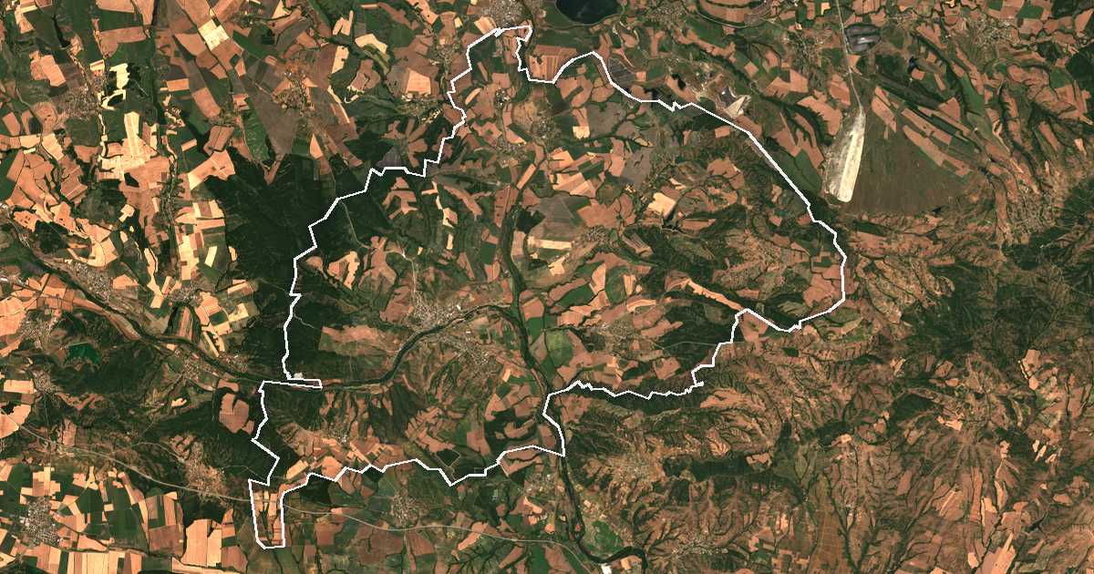 Image satellite avec la limite tracée: Simeonovgrad