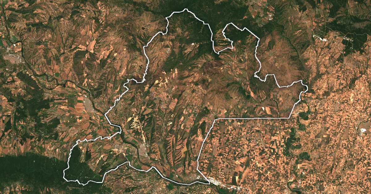 Image satellite avec la limite tracée: Svilengrad