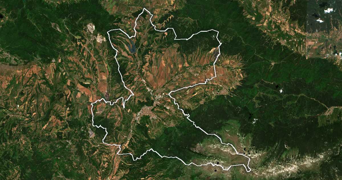 Image satellite avec la limite tracée: Doupnitsa