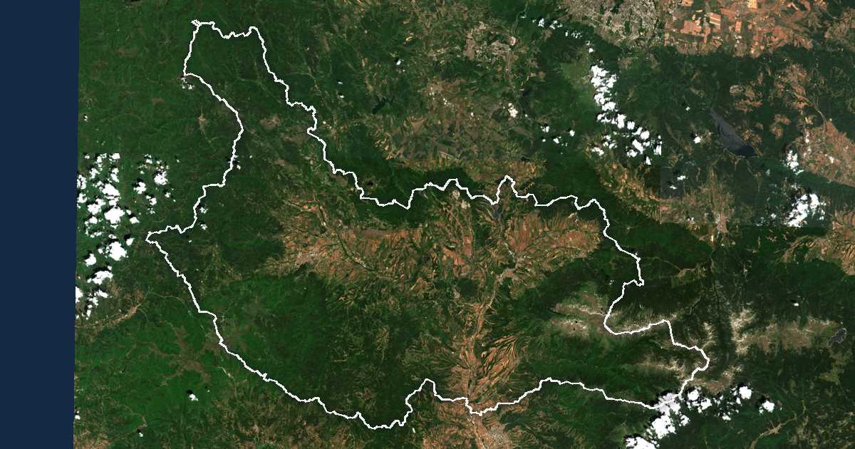 Image satellite avec la limite tracée: Kyoustendil