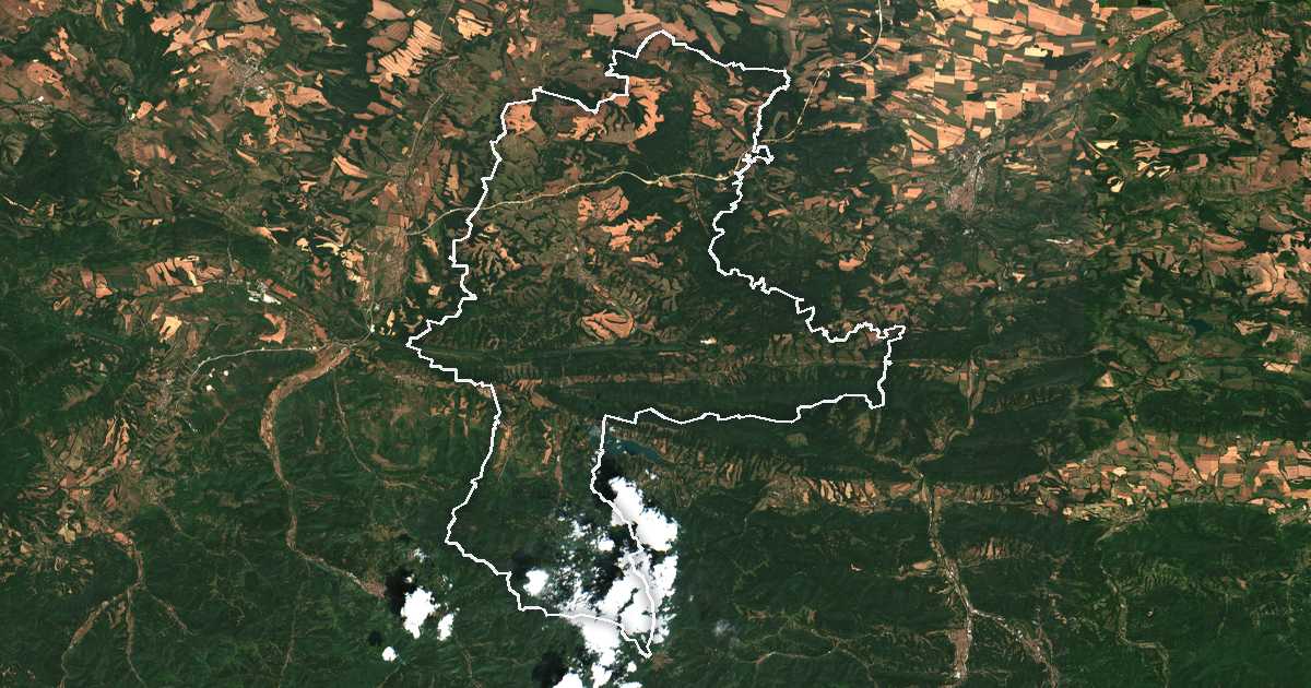 Image satellite avec la limite tracée: Ougartchin