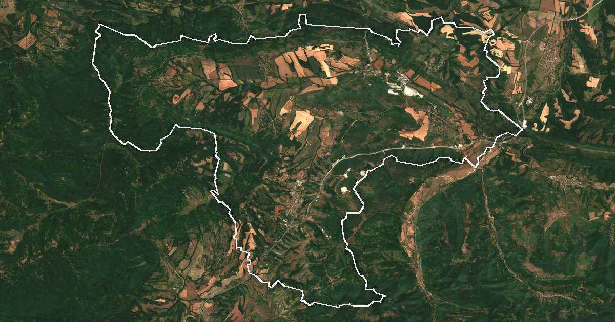 Image satellite avec la limite tracée: Yablanitsa