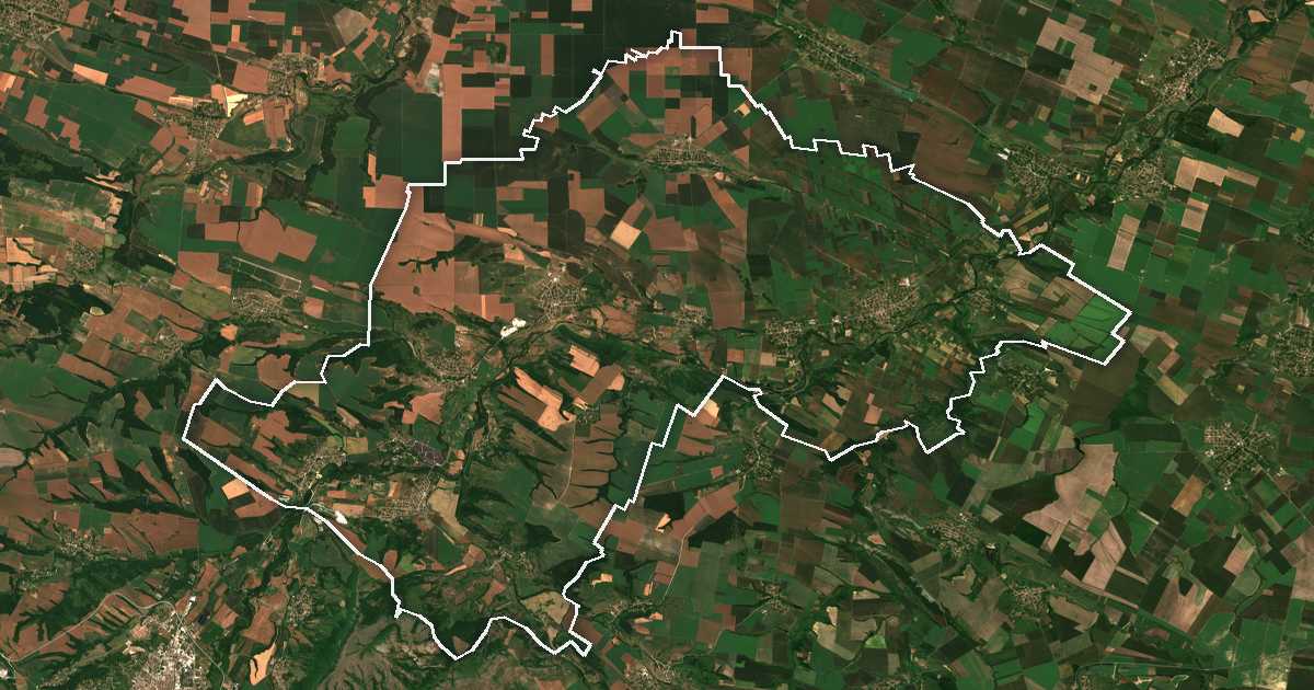 Image satellite avec la limite tracée: Boïtchinovtsi