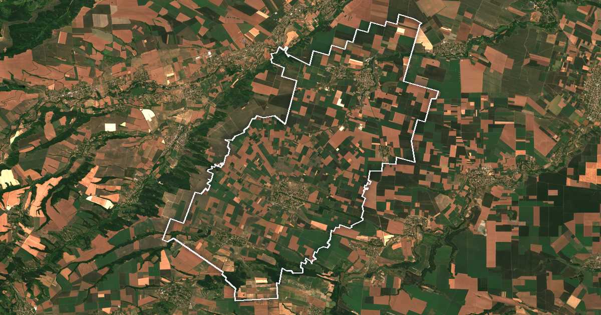 Image satellite avec la limite tracée: Medkovets