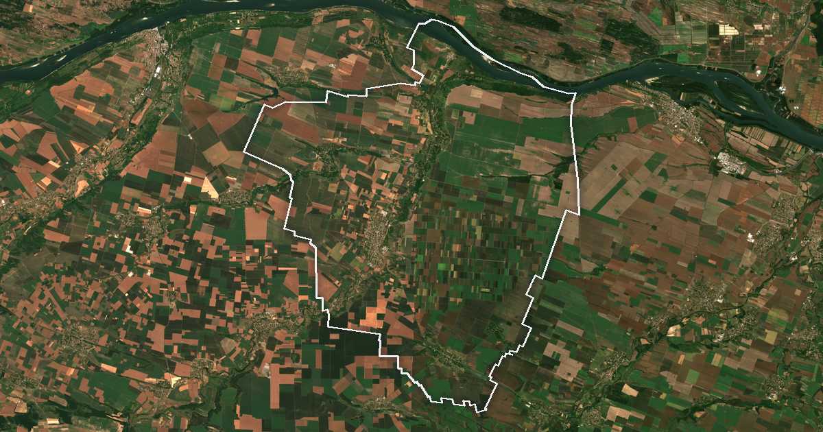 Image satellite avec la limite tracée: Valtchedram