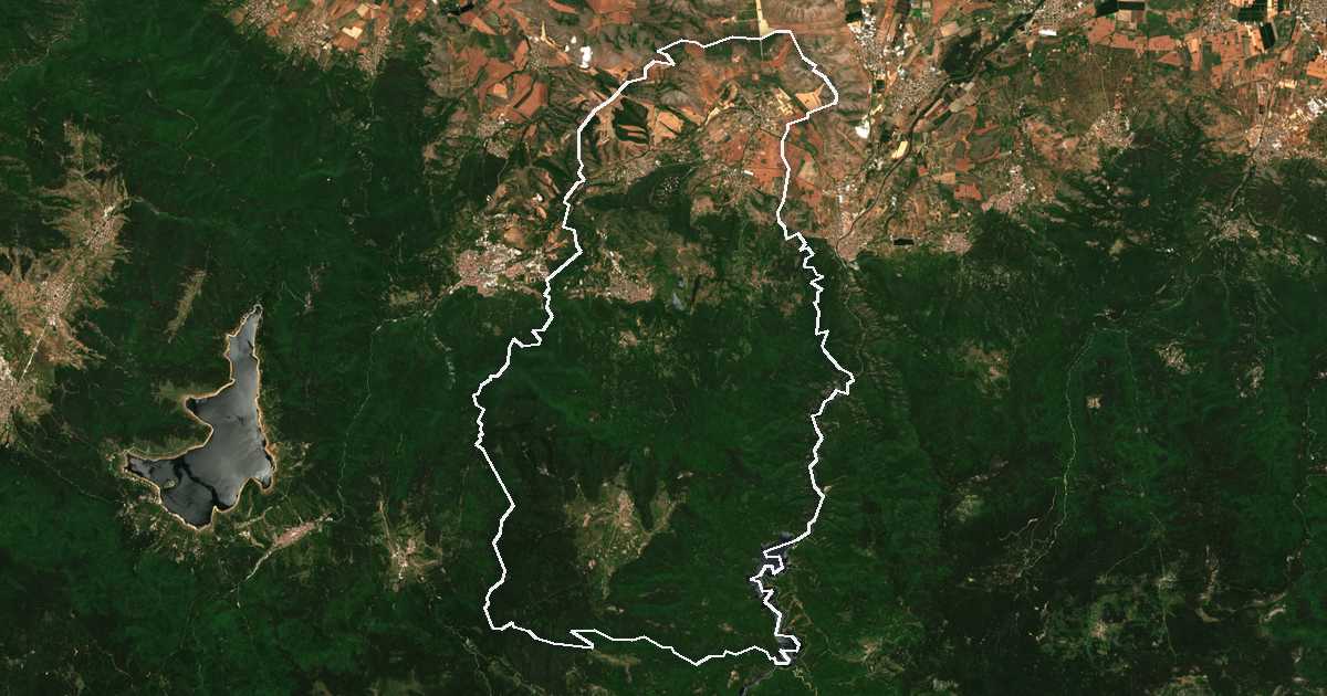 Image satellite avec la limite tracée: Bracigovo