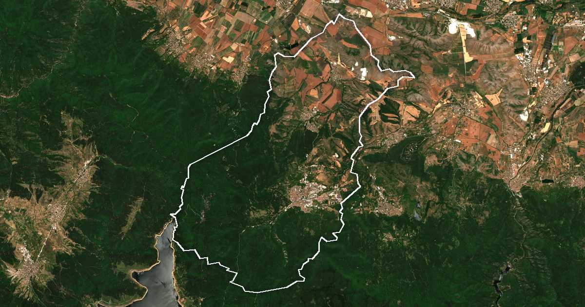 Image satellite avec la limite tracée: Pechtera