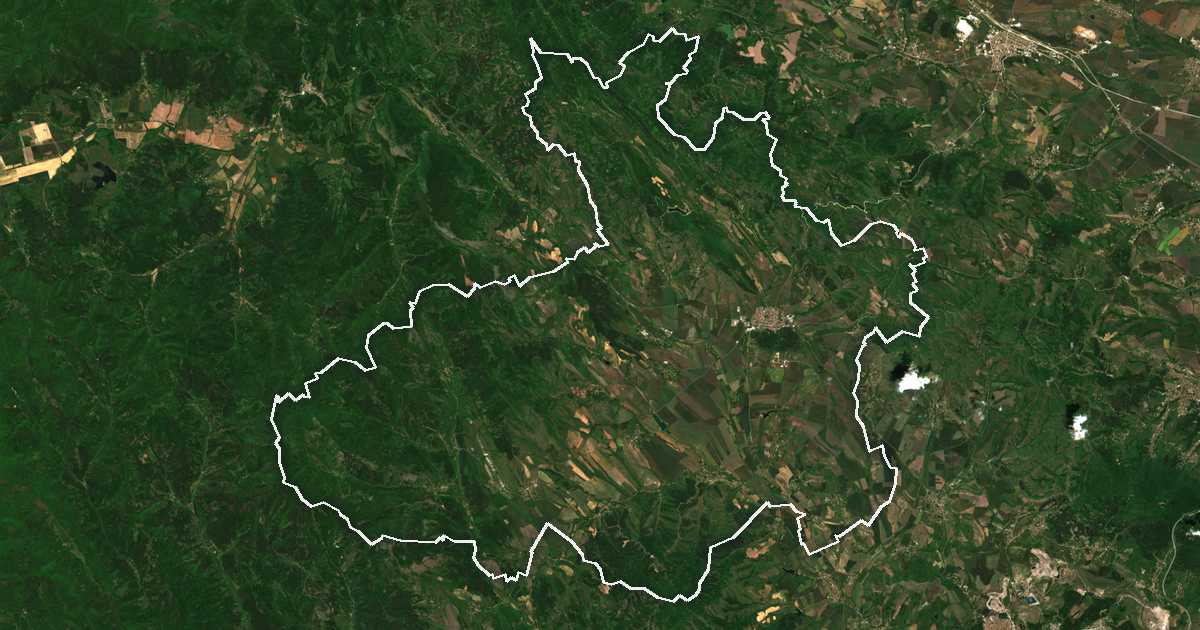 Image satellite avec la limite tracée: Breznik