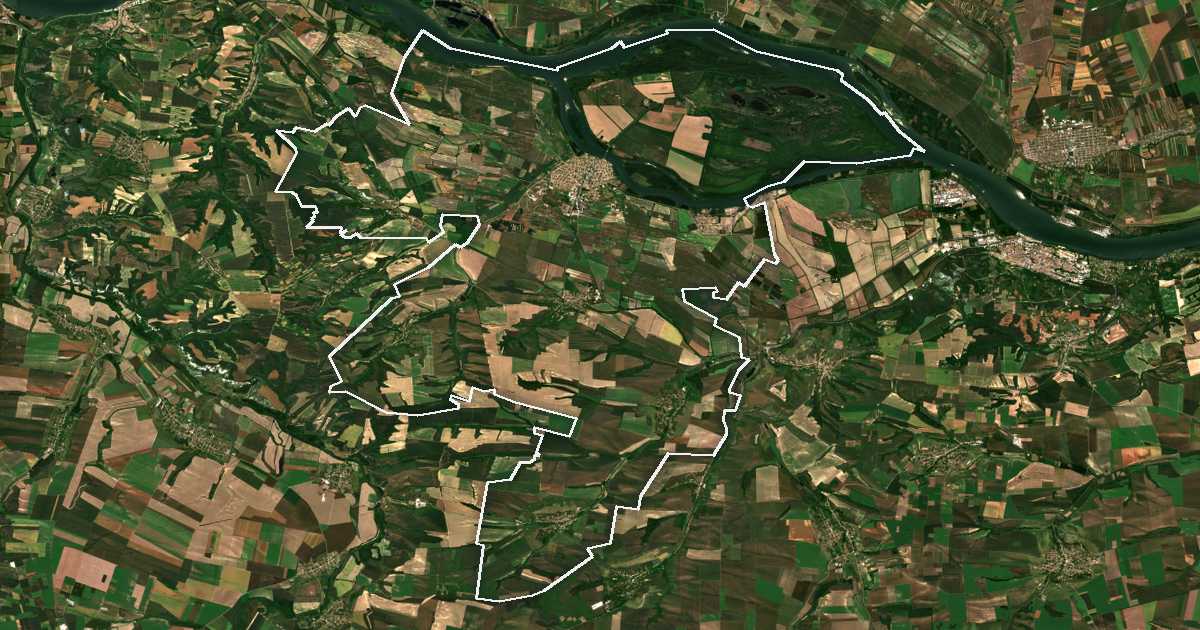 Image satellite avec la limite tracée: Béléné
