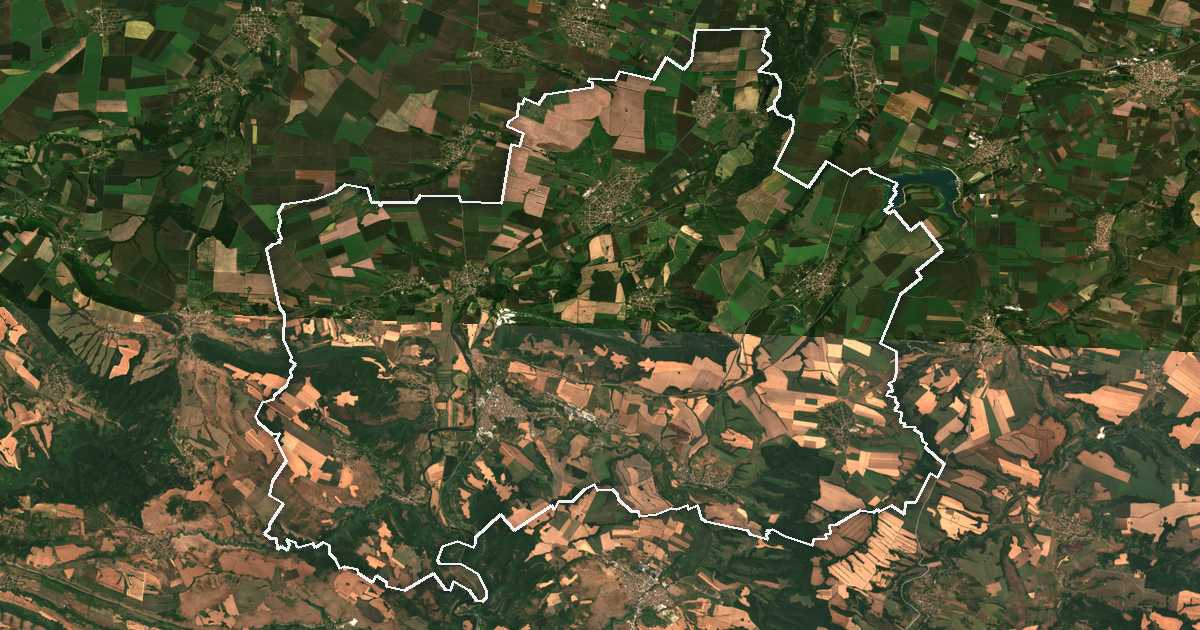Image satellite avec la limite tracée: Tcherven Bryag