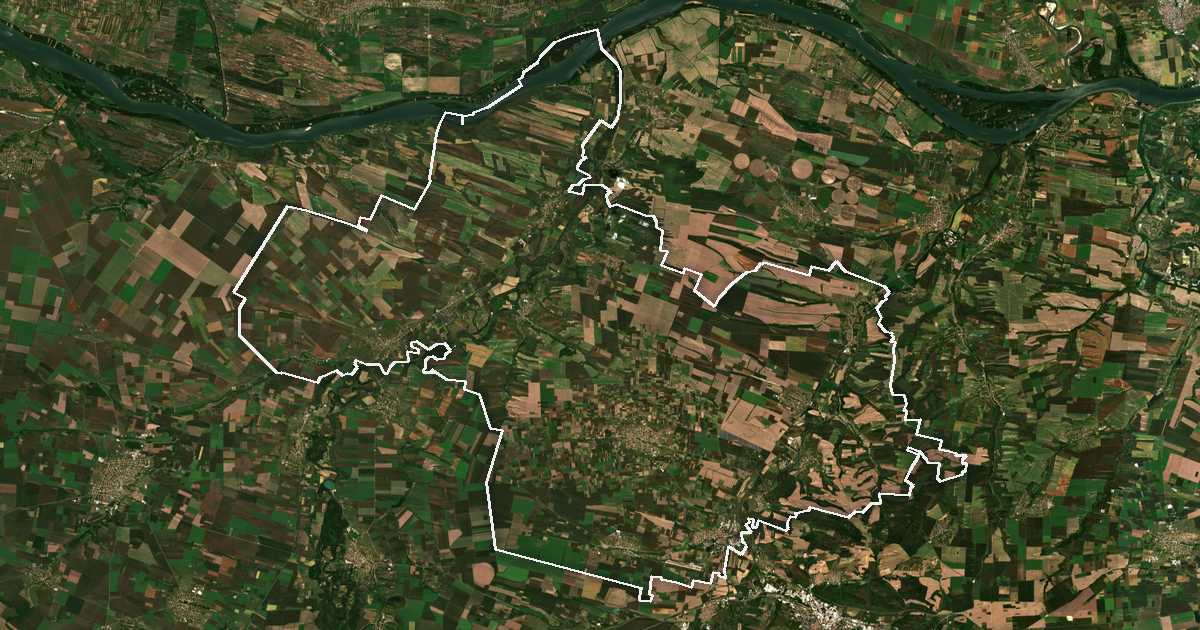 Image satellite avec la limite tracée: Dolna Mitropolyia