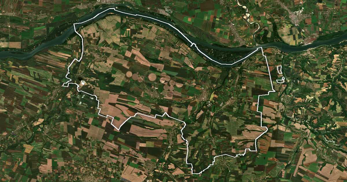 Image satellite avec la limite tracée: Goulyantsi