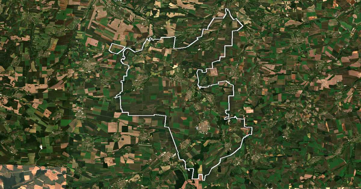 Image satellite avec la limite tracée: Levski