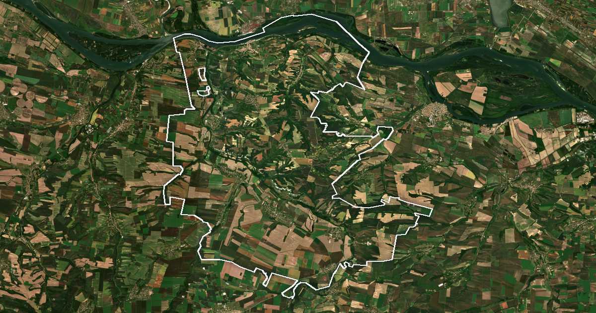 Image satellite avec la limite tracée: Nikopol