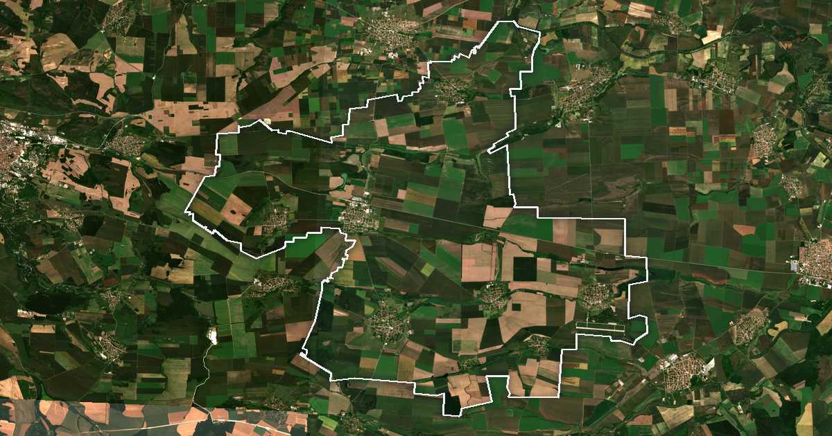 Image satellite avec la limite tracée: Pordim