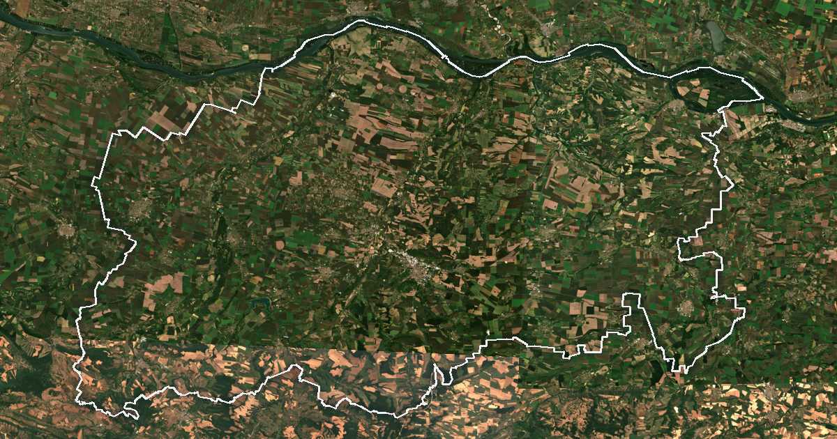 Image satellite avec la limite tracée: Pleven