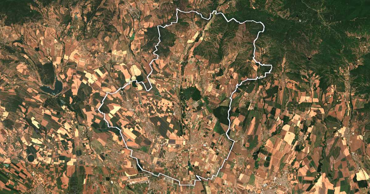 Image satellite avec la limite tracée: Kaloyanovo