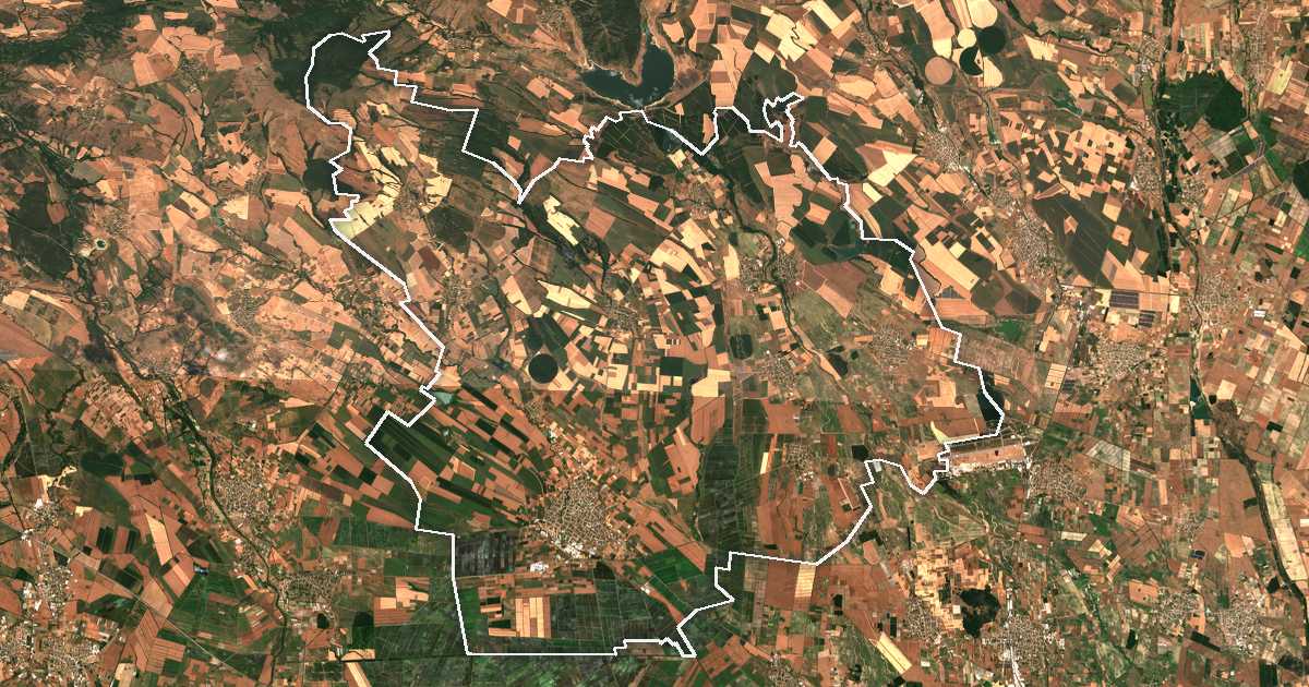 Image satellite avec la limite tracée: Saedinenie