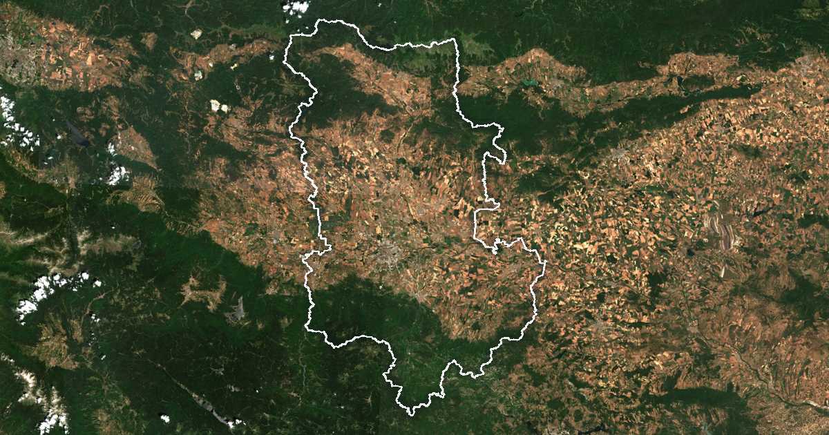 Image satellite avec la limite tracée: Plovdiv