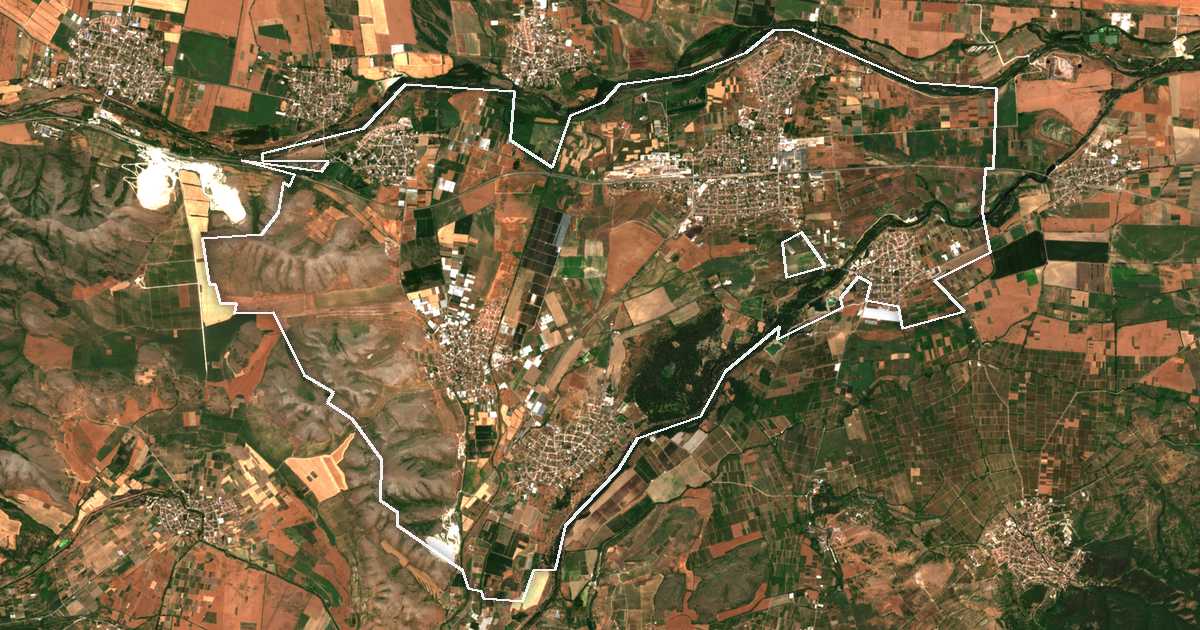 Image satellite avec la limite tracée: Stamboliïski