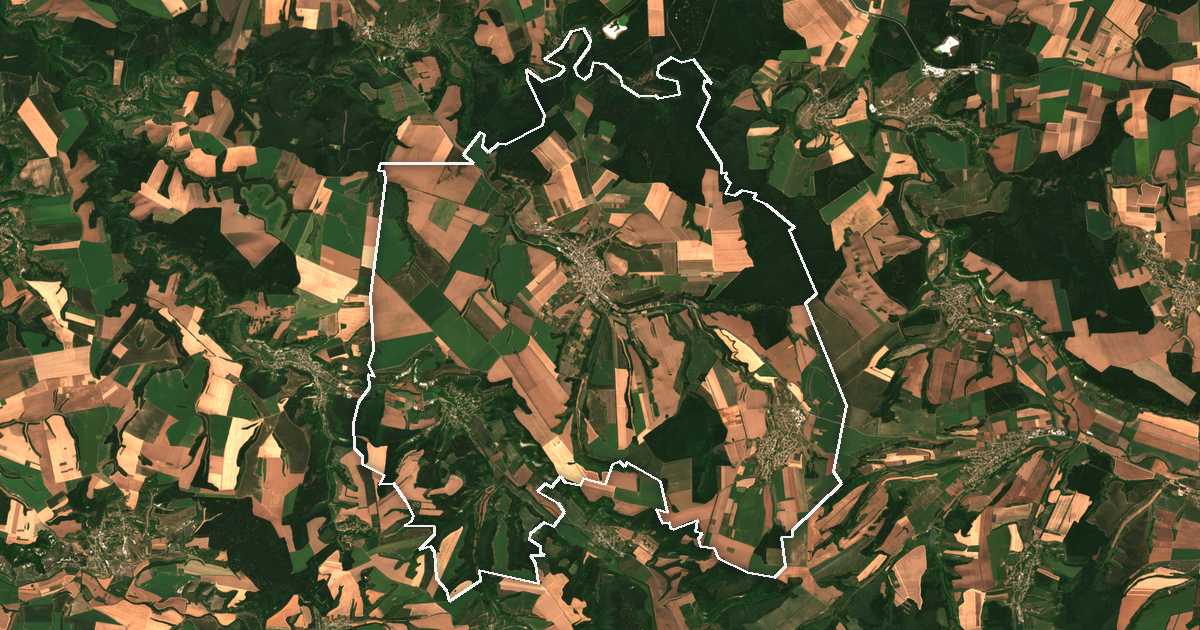 Image satellite avec la limite tracée: Tsar Kaloyan