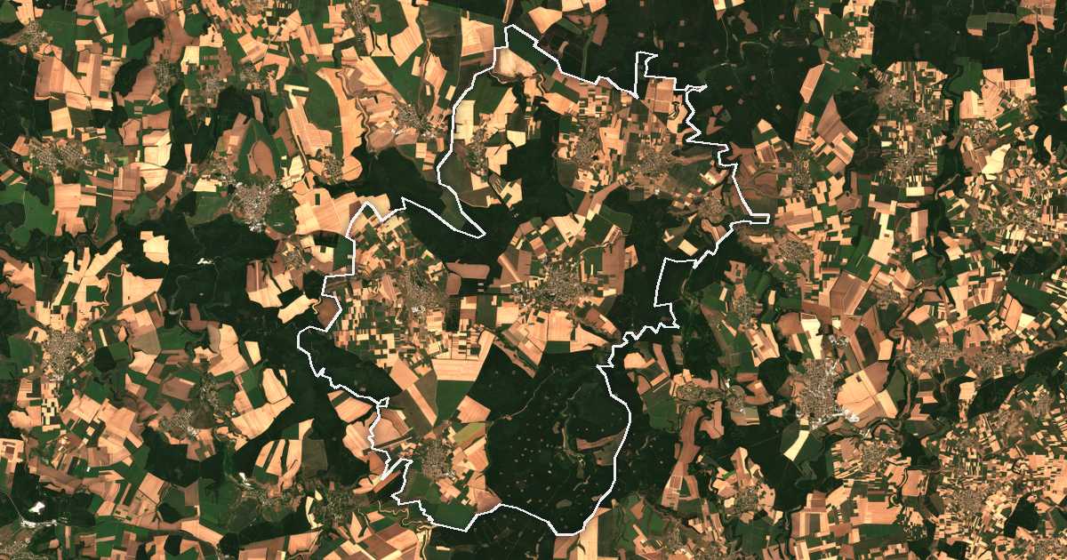 Image satellite avec la limite tracée: Zavet