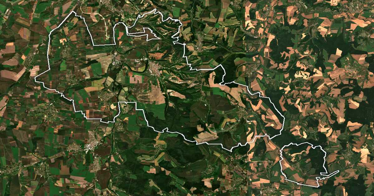 Image satellite avec la limite tracée: Byala