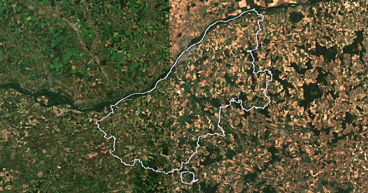 Image satellite avec la limite tracée: Roussé