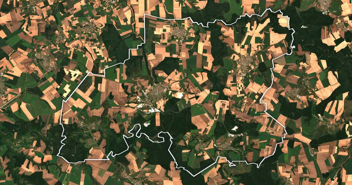 Image satellite avec la limite tracée: Vetovo