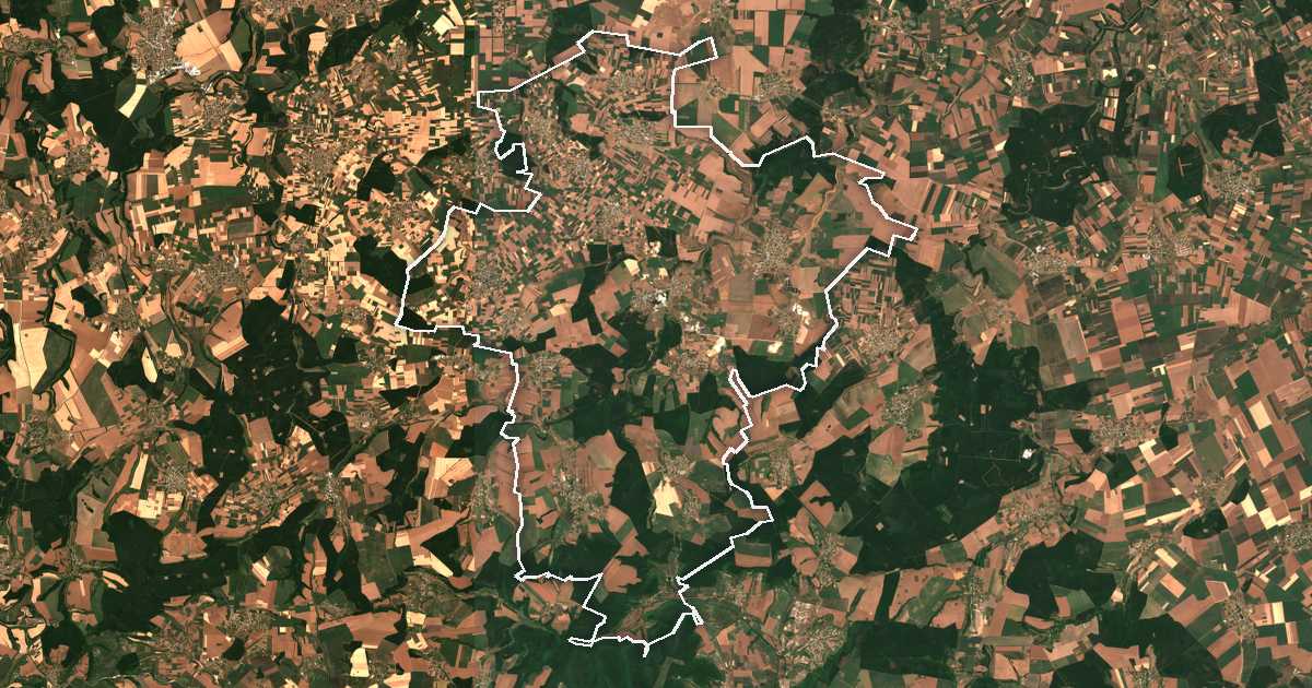 Image satellite avec la limite tracée: Kaolinovo