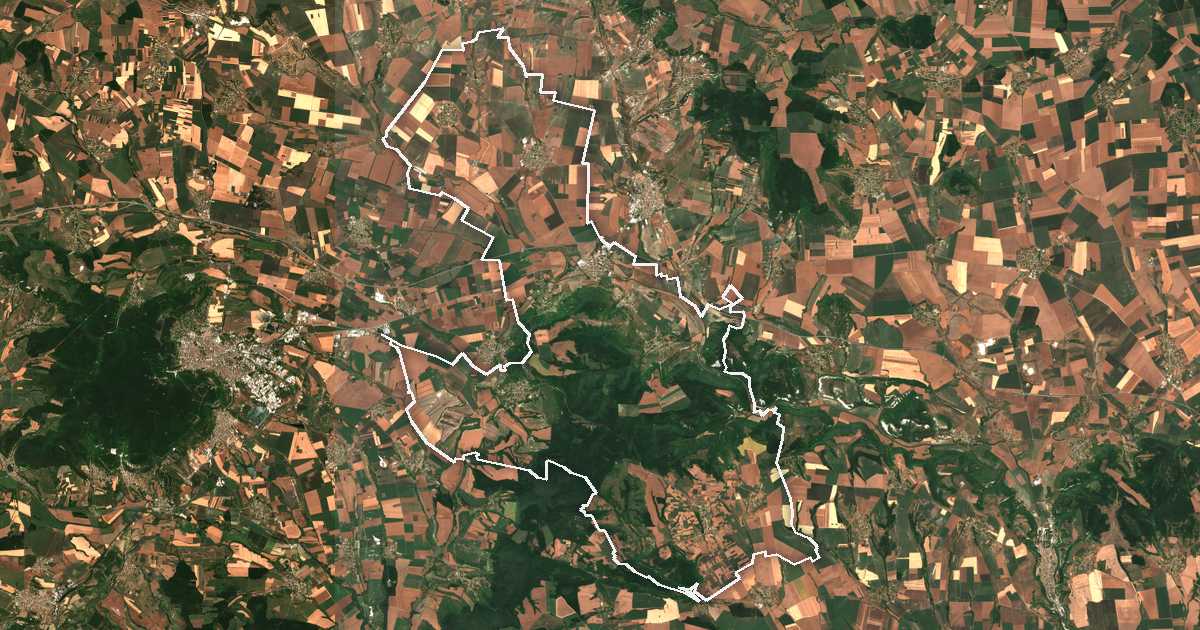 Image satellite avec la limite tracée: Kaspitchan