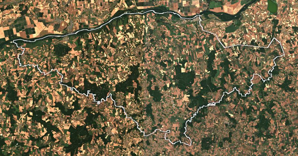 Image satellite avec la limite tracée: Silistra