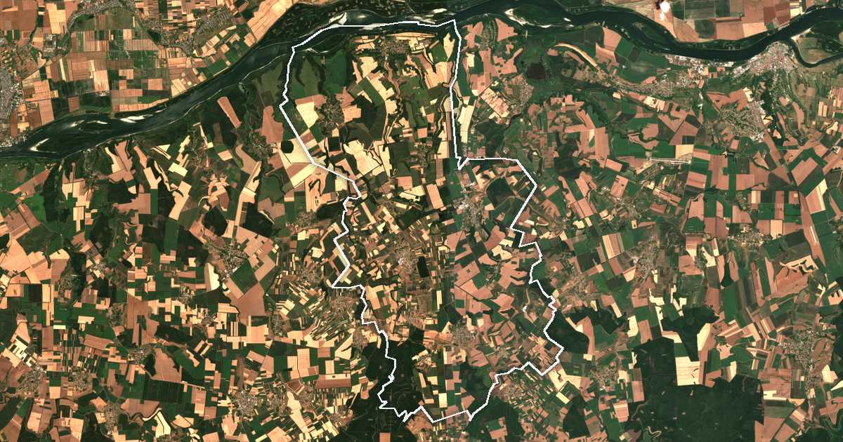 Image satellite avec la limite tracée: Sitovo