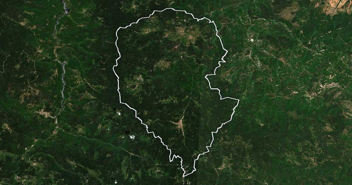 Image satellite avec la limite tracée: Tchépélaré